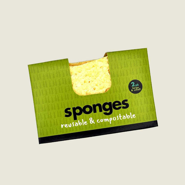 Plastic free eco friendly compostable sponges pack of 2 available from our Northamptonshire based refill shop