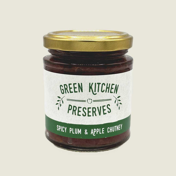 Green Kitchen Preserves locally sourced spice plum and apple chutney in jar