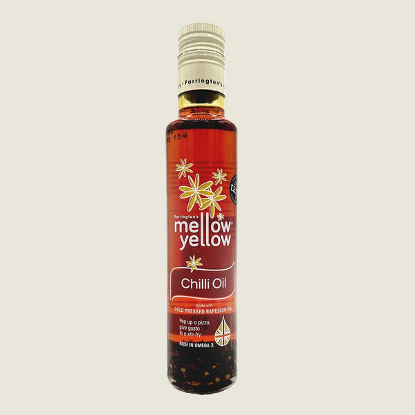 Mellow Yellow vegan friendly chilli oil available from our Northamptonshire based refill shop