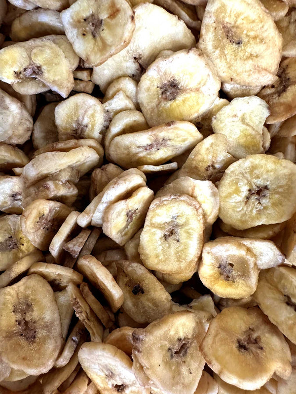 Organic dried banana chips available from our Northamptonshire based refill shop